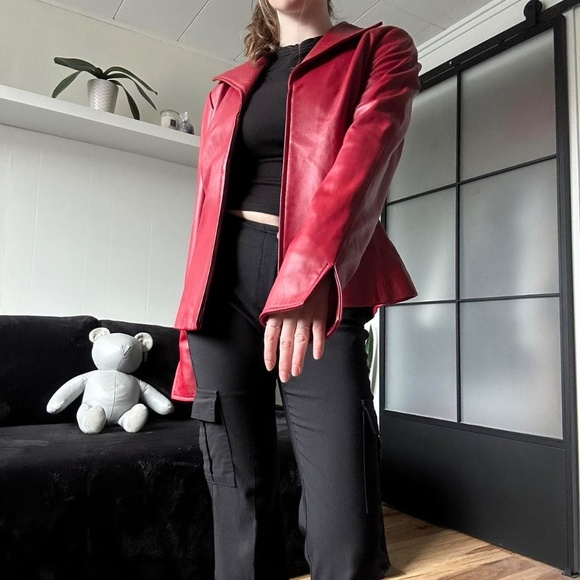 Vintage 90s Danier Red Genuine Leather Jacket - Picture 3 of 7
